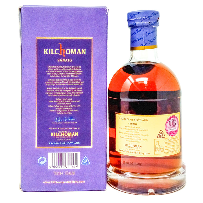 Kilchoman Sanaig Single Malt Scotch Whisky, 70cl, 46% ABV