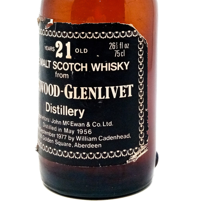 Linkwood-Glenlivet 1956 21 Year Old Cadenhead's Single Malt Scotch Whisky, 26 2/3 fl. ozs.(75cl), 80° Proof (45.7% ABV)