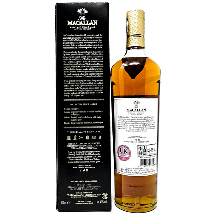 Macallan 12 Year Old Sherry Oak Single Malt Scotch Whisky, 70cl, 40% ABV