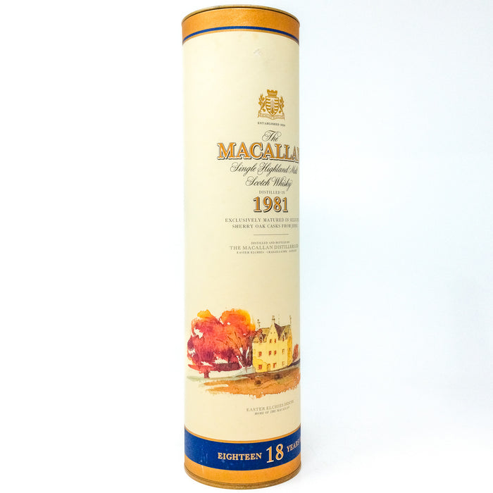 Macallan 1981 18 Year Old Single Malt Scotch Whisky, 70cl, 43% ABV