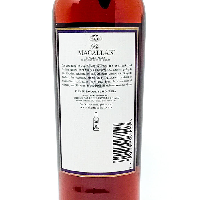 Macallan 1986 18 Year Old Single Malt Scotch Whisky, 70cl, 43% ABV