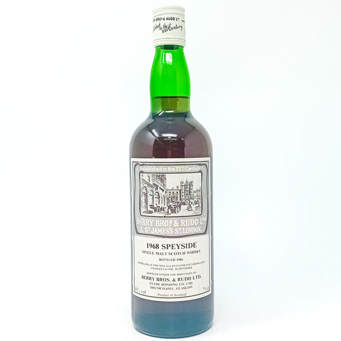 Macallan 1968 Berry Bros & Rudd Single Malt Scotch Whisky, 75cl, 43% ABV