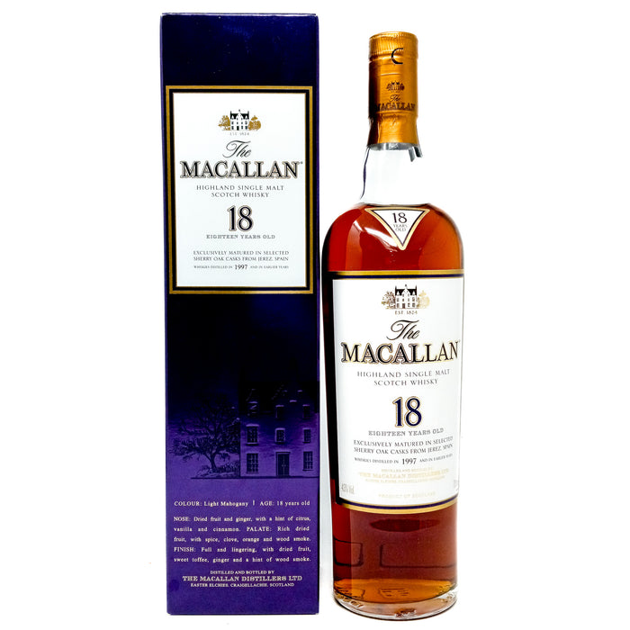 Macallan 1997 18 Year Old Single Malt Scotch Whisky, 70cl, 43% ABV