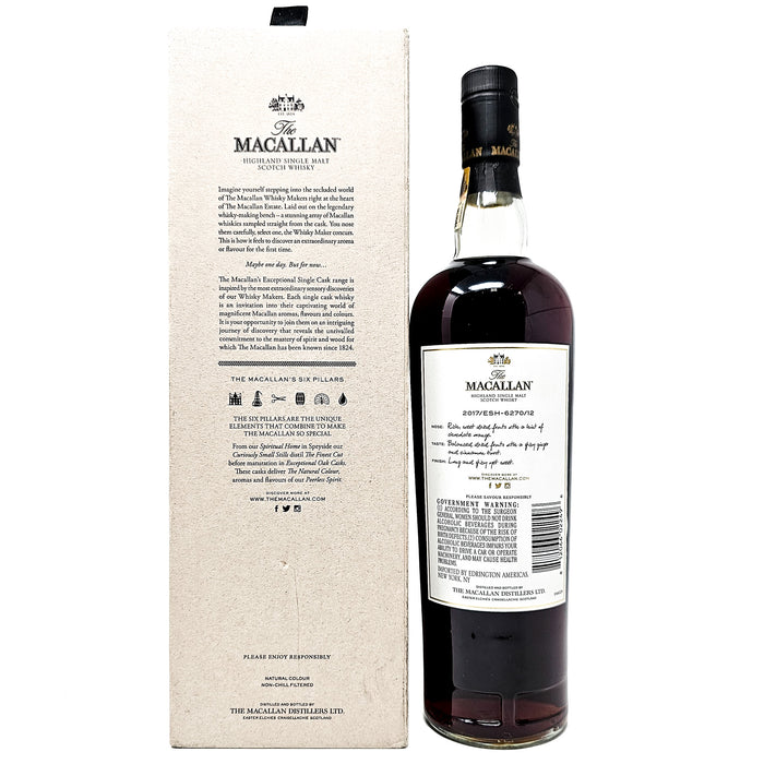 Macallan 2005 Exceptional Cask #6270-12 2017 Release US Import Single Malt Scotch Whisky, 75cl, 69.4% ABV.