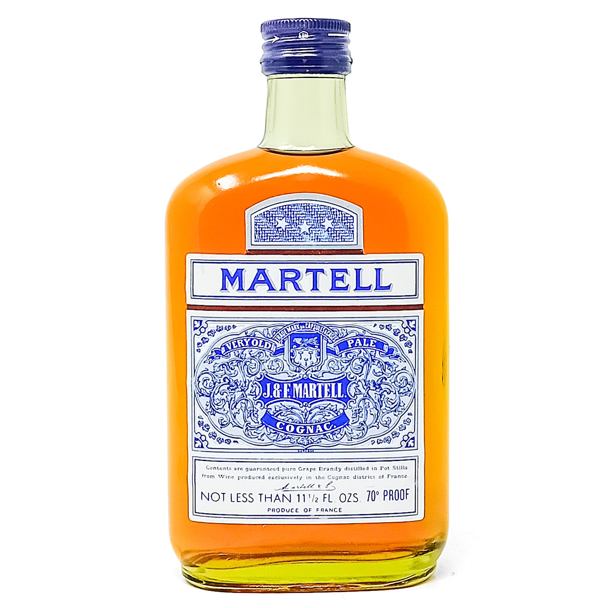 Martell Three Star Cognac, Half Bottle, 11 1/2 fl.ozs., 70° Proof