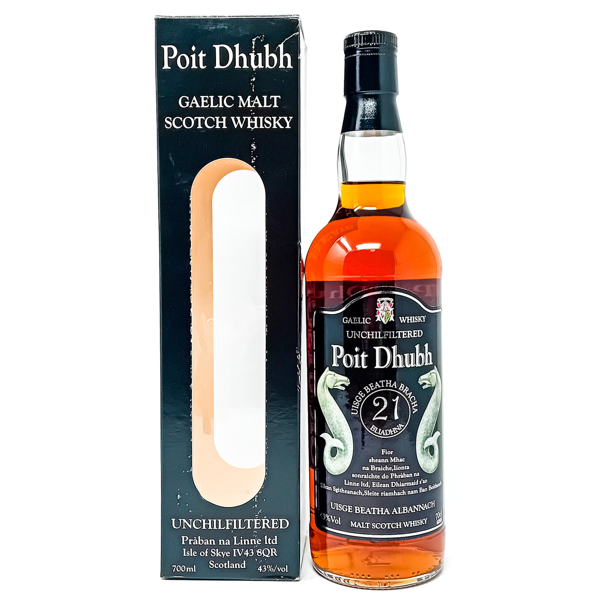 Poit Dhubh 21 Year Old Blended Malt Scotch Whisky 70cl, 43% ABV