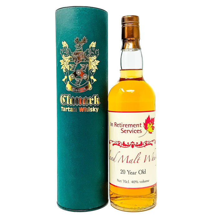 Clanark Tartan Whisky 20 Year Old In Retirement Services Single Malt Scotch Whisky, 70cl, 40% ABV