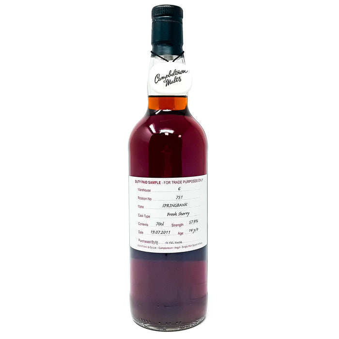 Springbank 2011 14 Year Old Fresh Sherry Cask Duty Paid Sample Single Malt Scotch Whisky, 70cl, 57.9% ABV.
