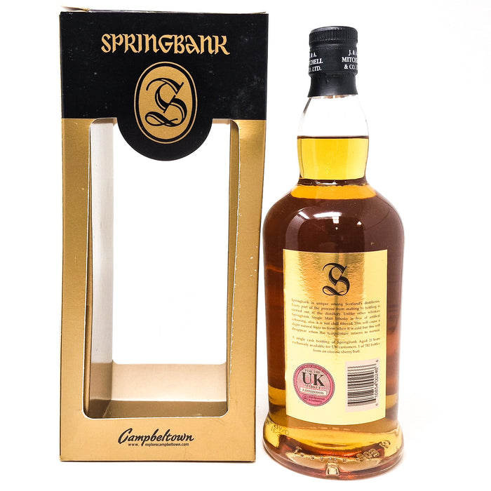 Springbank 21 Year Old Single Cask UK Single Malt Scotch Whisky, 70cl, 49.6% ABV