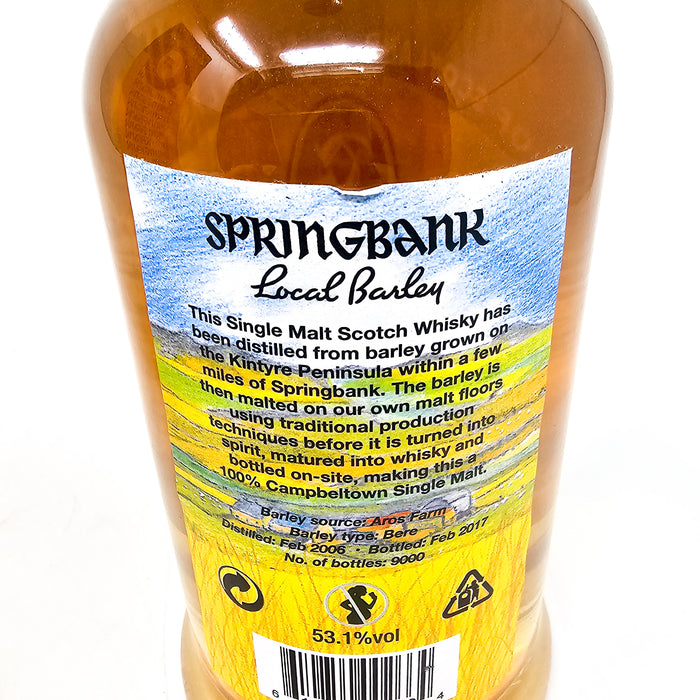 Springbank 2006 Local Barley 11 Year Old Single Malt Scotch Whisky, 70cl, 53.1% ABV