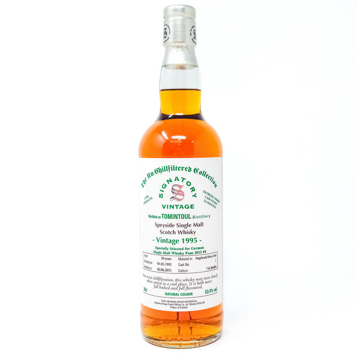 Tomintoul 1995 Signatory Vintage Single Malt Scotch Whisky, 70cl, 53.4% ABV