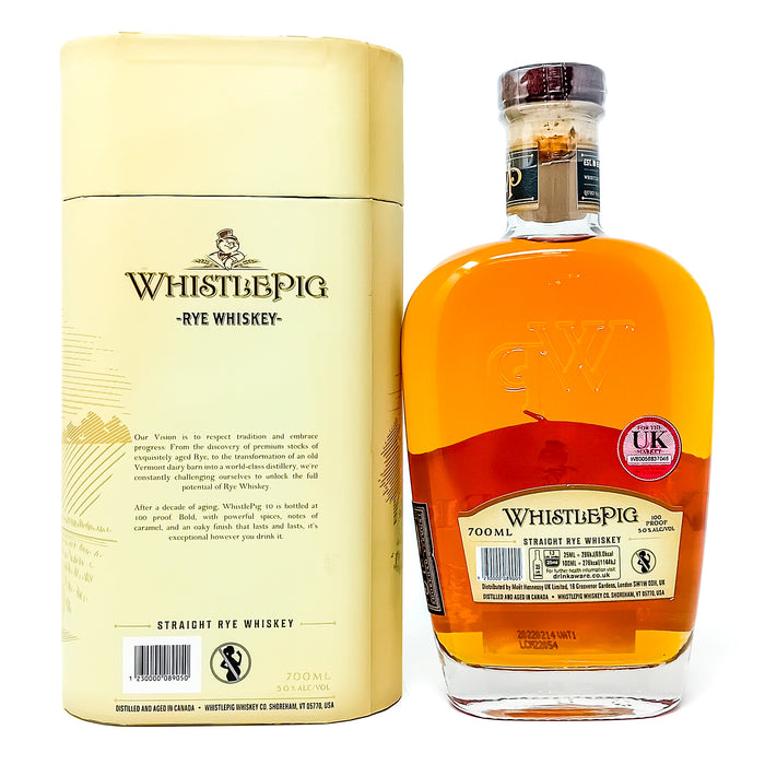 Whistlepig 10 Year Old Small Batch Rye 100 Proof Straight Rye Whiskey, 70cl, 50% ABV