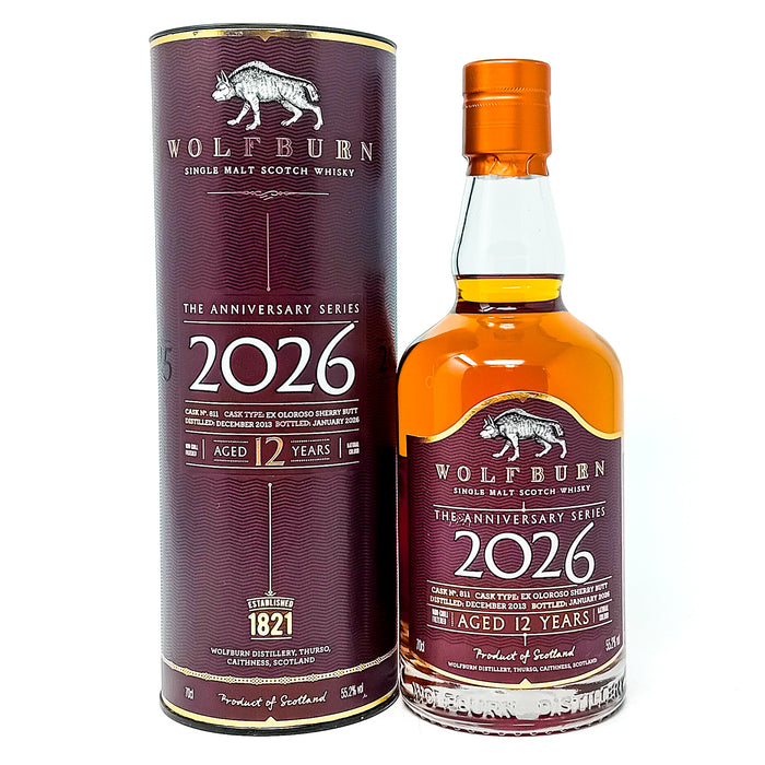 Wolfburn 12 Year Old 2026 Anniversary Series Single Malt Scotch Whisky, 70cl, 55.2% ABV