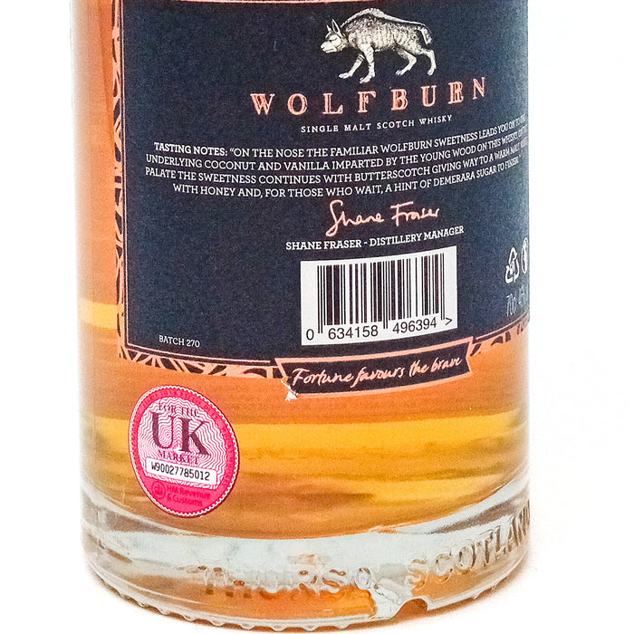Wolfburn No.270 Small Batch Single Malt Scotch Whisky, 70cl, 46% ABV