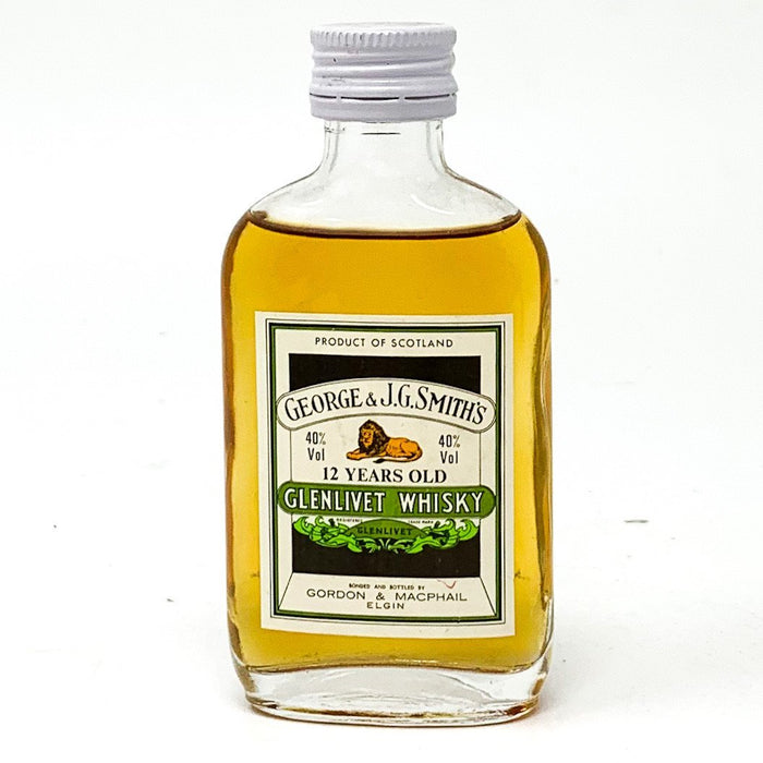 George & J.G Smiths 12 Year Old Glenlivet Whisky, Miniature, 5cl, 40% ABV - Old and Rare Whisky (4932574445631)