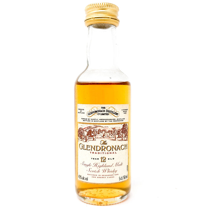 Glendronach Traditional 12 Year Old Single Malt Scotch Whisky, Miniature, 5cl, 43% ABV