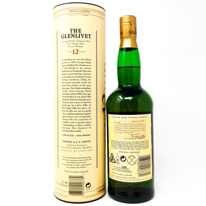 Glenlivet 12 Year Old Single Malt Scotch Whisky 70cl, 40% ABV