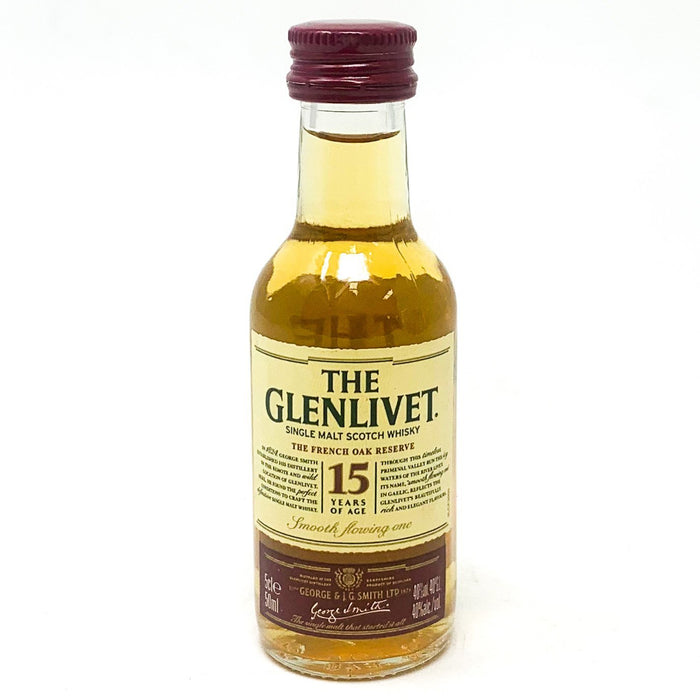 Glenlivet 15 Year Old Scotch Whisky, Miniature, 5cl, 43% ABV - Old and Rare Whisky (4958539055167)