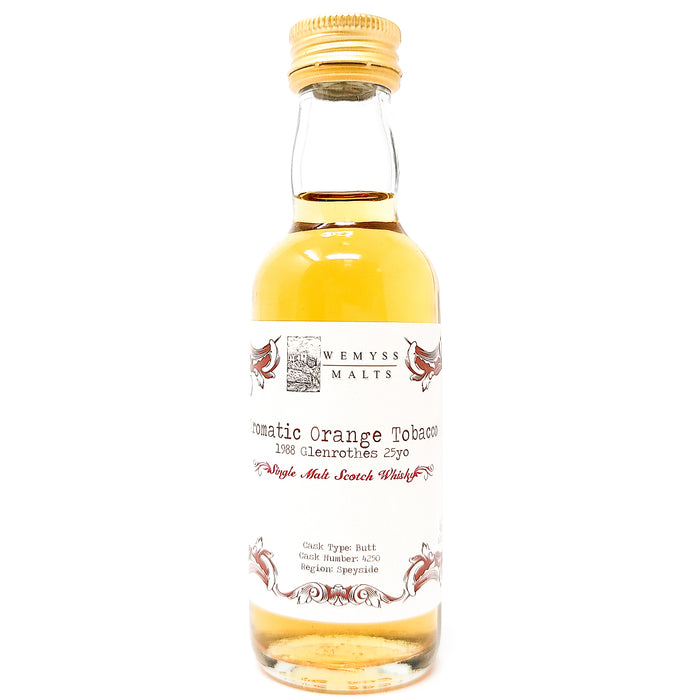 Glenrothes Wemyss 'Aromatic Orange Tobacco' 1988 25 Year Old Single Malt Scotch Whisky, Miniature, 5cl, 46% ABV