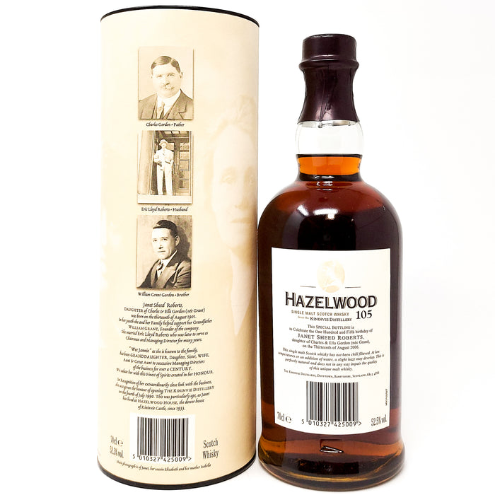 Hazelwood 1990 15 Year Old Janet Sheed Roberts 105th Birthday Single Malt Scotch Whisky, 70cl, 52.5% ABV
