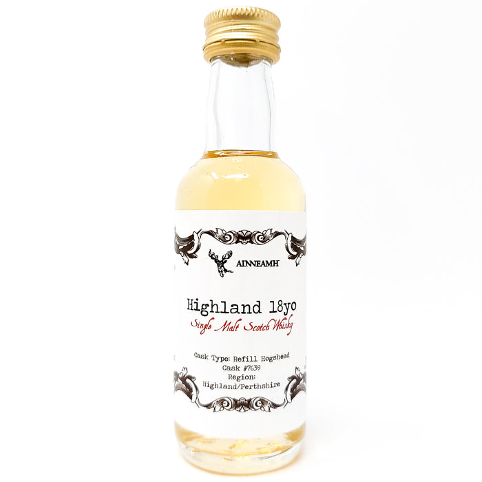 Highland 18 Year Old Ainneamh Cask #7639 Single Malt Scotch Whisky, Miniature, 5cl, 57.0% ABV