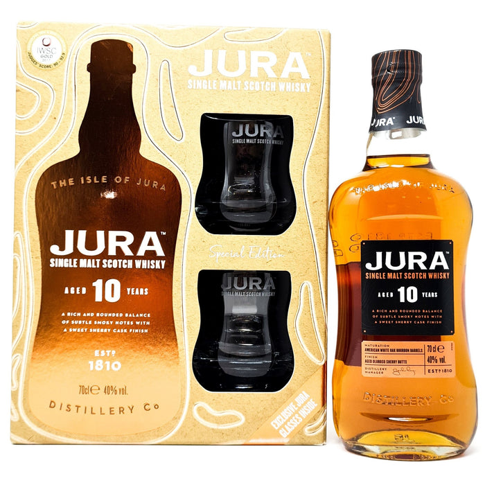 Jura 10 Year Old Glass Pack Single Malt Whisky 70cl, 40% ABV - Old and Rare Whisky (4824388862015)