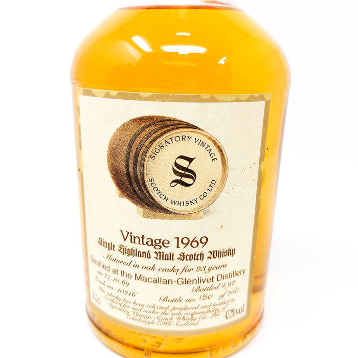 Macallan-Glenlivet 1969 23 Year Old Signatory Vintage Single Malt Scotch Whisky, 70cl, 47.2% ABV
