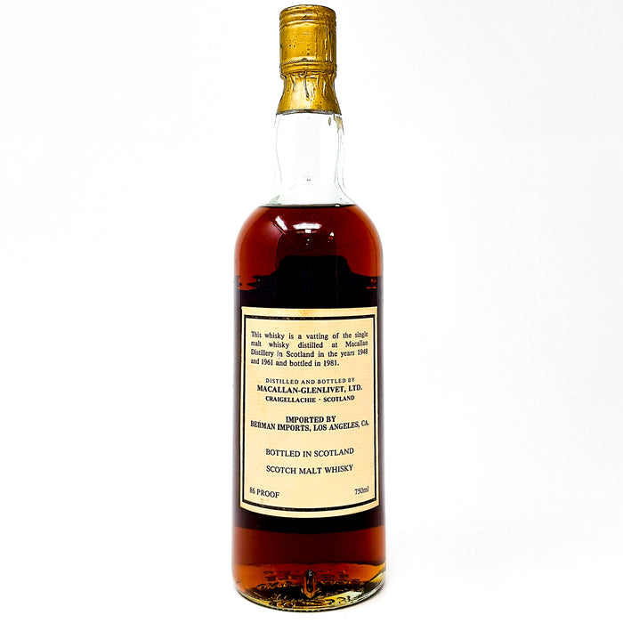 Macallan Royal Marriage 1948 & 1961 Berman Import U.S Single Malt Scotch Whisky, 75cl, 43% ABV (1500622422079)