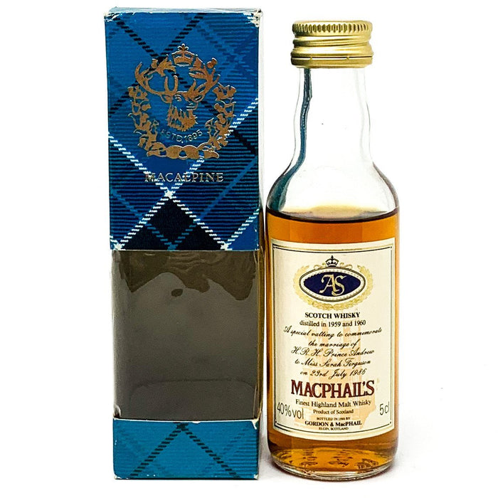 Macphail's Prince Andrew Wedding Malt Whisky, Miniature, 5cl, 40% ABV - Old and Rare Whisky (4926937694271)