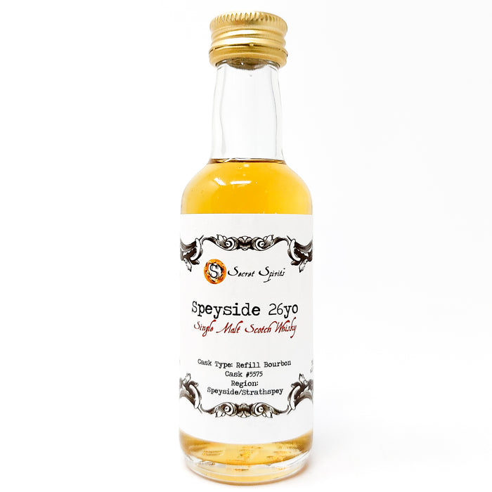Speyside 26 Year Old Secret Spirits Cask No. #5575 Single Malt Scotch Whisky, Miniature, 5cl,  55.9% ABV