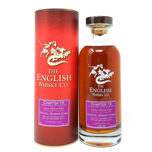 The English Whisky Co Chapter 16 Peated Sherry Cask Single Malt Whisky, 70cl, 58.3% ABV - Old and Rare Whisky (6942859132991)